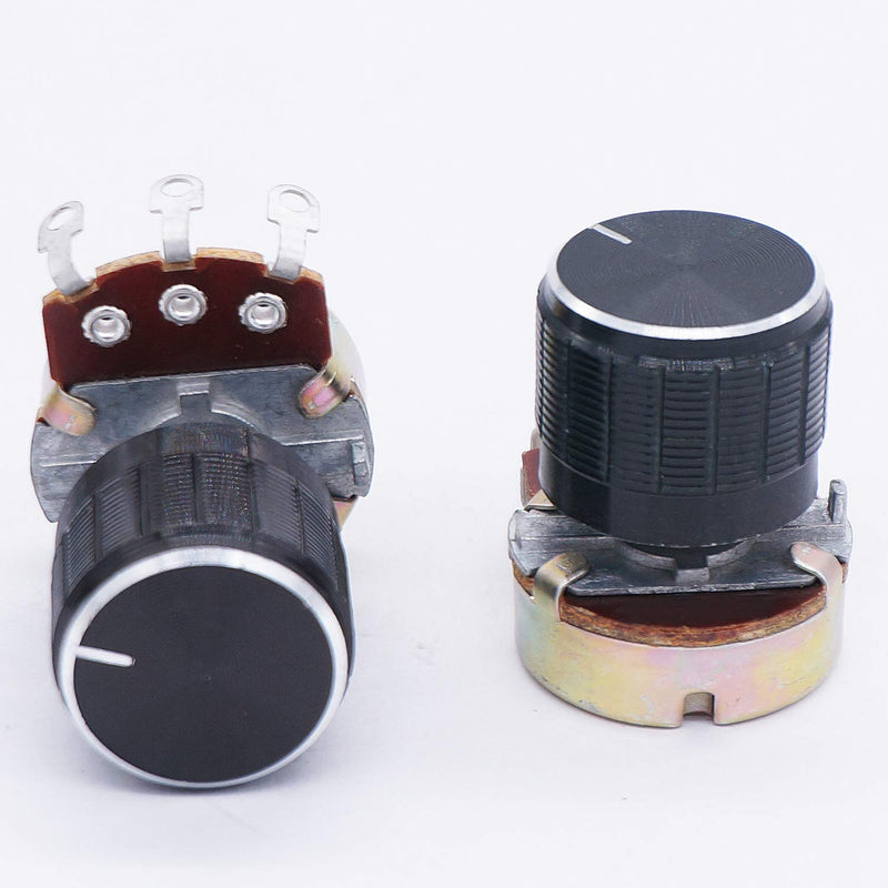 TWTADE / 3pcs wh138 500 ohm Potentiometer Single Turn Rotary Linear Variable Potentiometer +3pcs black Aluminum alloy knob