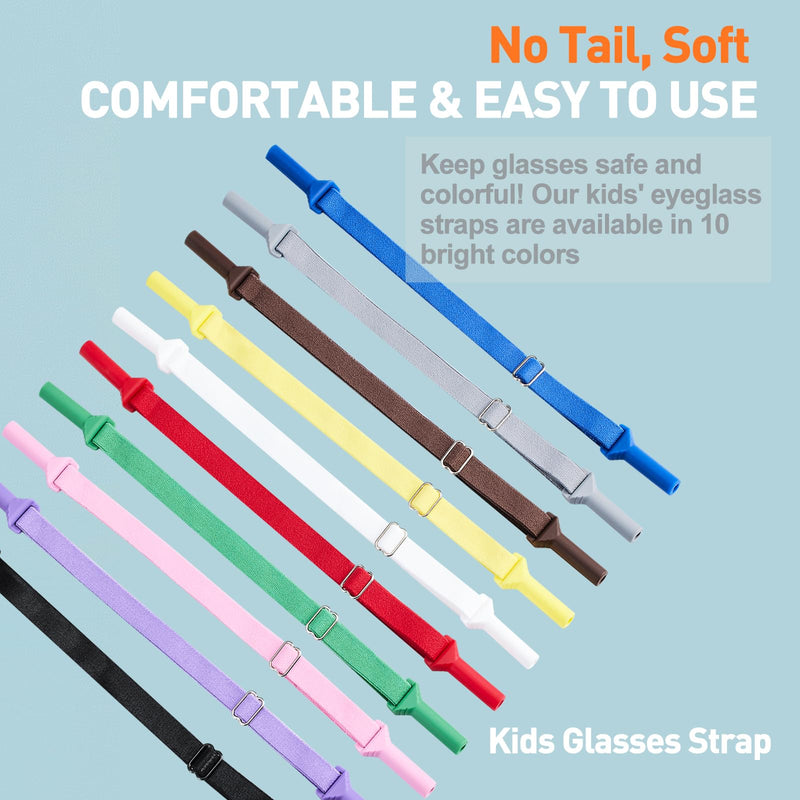 lvvfit Kids Glasses Straps(6.5-10inch)-Adjustable Glasses Strap Sports Sunglasses Eyeglasses Holder Straps for Toddler and Kids-Eyewear Retainers for boys and girls age 3-12 years (4pcs Black)