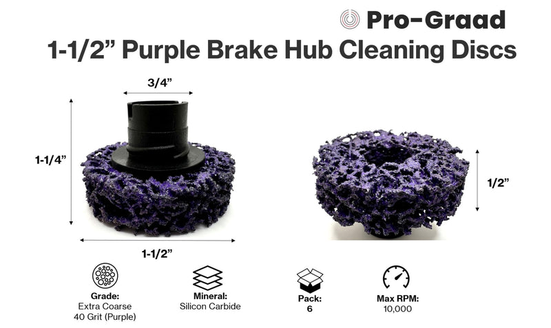 46150 6 Pack 1-1/2” Brake Hub Cleaning Discs, Brake Drum & Rotors, Around Wheel Studs Rust Removal, Replacement Pads Compatible with Pro Graad Counteract Hub Buddy & 3M Pad Holders