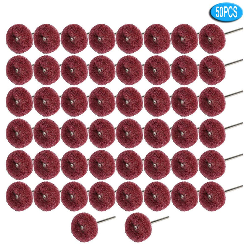 50PCS Abrasive Buffing Polishing Wheel Set for Rotary Tools,Removal of Rust Deburring on Metal Surface with 3mm Shank,Mini scouring pad Brush Polishing kit(grit 320 red 50pcs) grit 320 red 50pcs