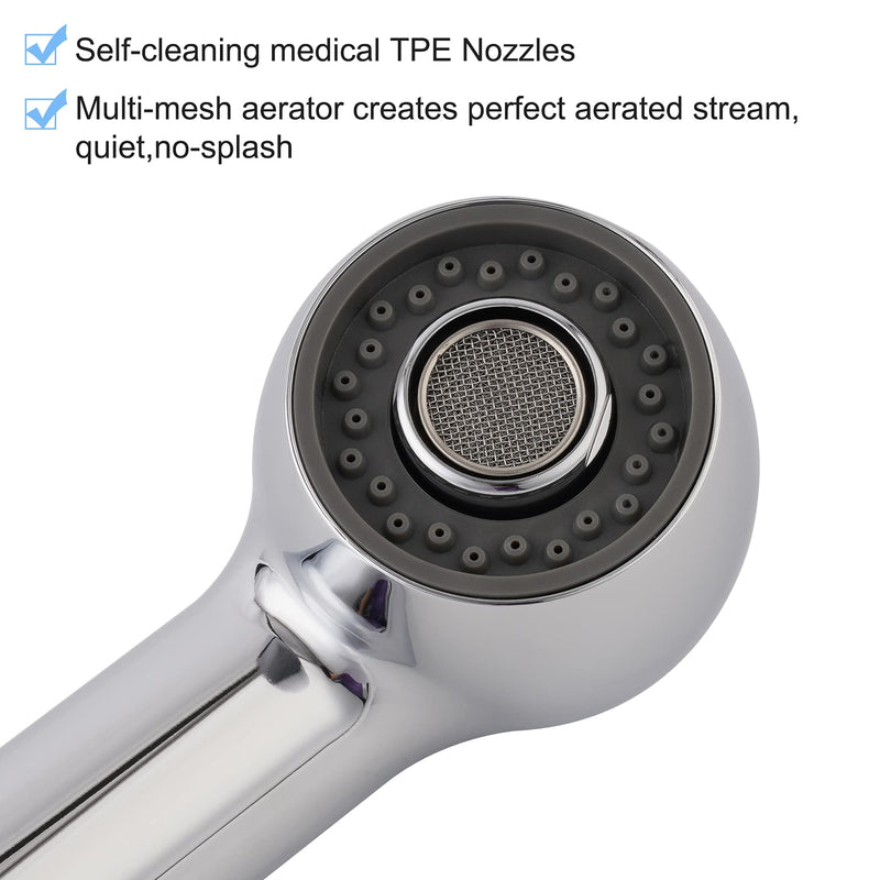 Hibbent Pull Out Sink Sprayer Head Replacement, 2 Function Kitchen Sink Faucet Sprayer Head, Bathroom Faucet Head Replacement Part, Spray Head Faucet Head Kitchen Tap Sprayer Spout, Chrome