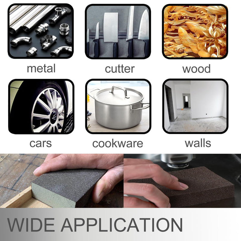 12Pcs Sanding Sponge 220 Grit Fine Sanding Blocks for Drywall Metal Wood Washable and Reusable 12PCS-220 Grit
