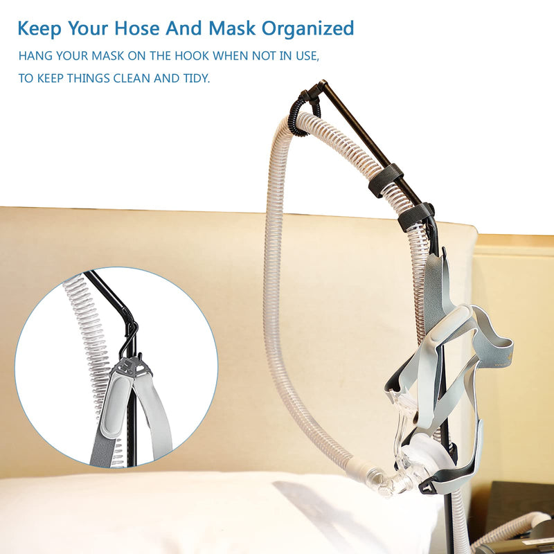 LONYEON CPAP Hose Holder - CPAP Hose Hanger for Bed Avoid Tangling and Prevent Blockage,Keeps The Air Hose Up and Away from Your Face and Arms to Make You Sleep Better,Black Triangle Base-Height Fixed