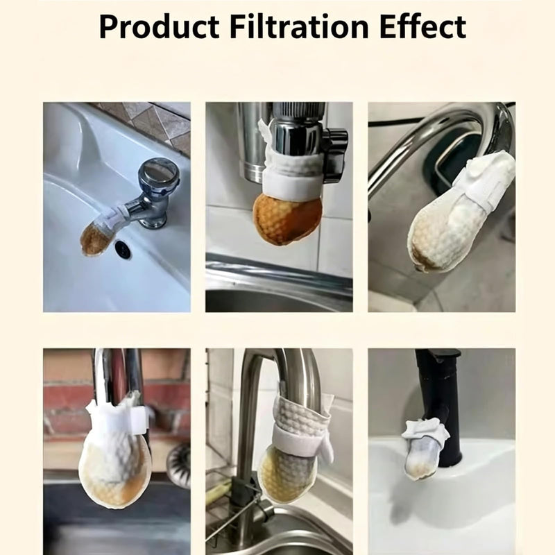 Faucet Filter Cotton Bags, 100 Pieces Universal Bathroom Faucet Filter White, Cloth, 5x10cm, Multi-Layer Filtration, Splash-Proof