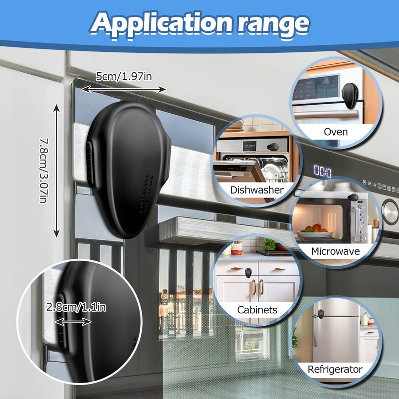 Oven Lock Child Safety (4 Pack), Kitchen Safety Oven Door Lock for Babies & Kids, Stove Child Proof, Childproof Oven Locks for Toddlers, Easy to Install, Upgrade Heat-Resistant Material (Black)