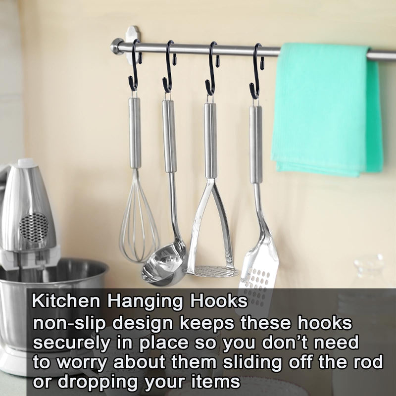 3 Inch S Hooks for Hanging Plants, Vinyl Coated S Hooks Heavy Duty,10 Pack Non Slip Small Rubber Coated Steel Metal Black Closet S Hooks for Hanging Plants, Closet, Garden, Pot Pan Cups Jeans 10 3 Inch