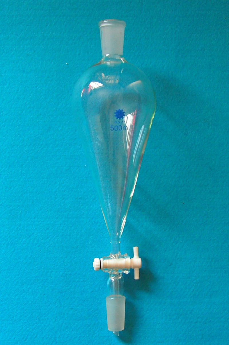 500ml 24/40,Glass Pyriform Separatory Funnel,Pear Shape with PTFE Stopcock,Lab Chemistry Glassware 500ml