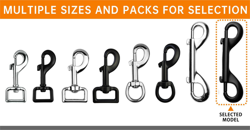 Garwor 4.7 inch Double Ended Bolt Snaps Hooks, 2 Pack 600lbs Weight Capacity, Heavy Duty Trigger Snap for Dog, Extra Large Zinc Alloy Trigger Chain Clips Black Electrophoresis Coating(Black)