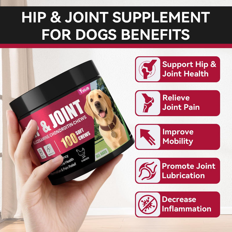 Hip and Joint Supplement for Dogs, Advanced Glucosamine for Dogs Vet-Formulated with Chondroitin, Msm,Omega 3, Pet Joint Health Support Mobility for All Puppy, Adult & Large Breed & Senior Dog
