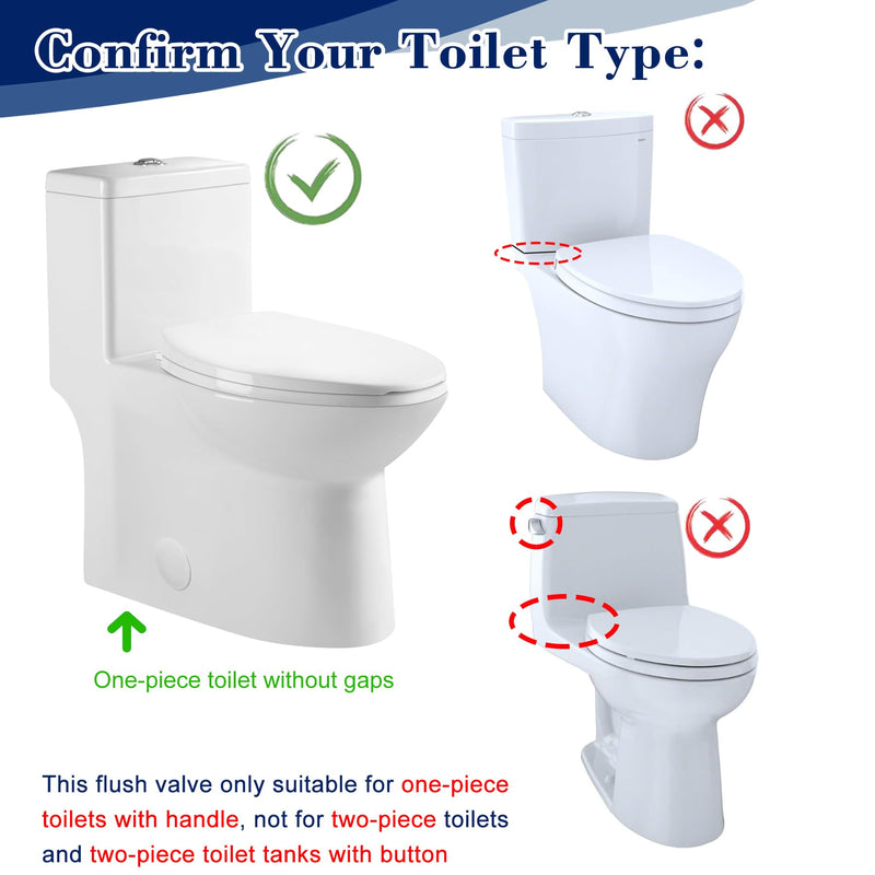 3 Inch Toilet Flush Valve for One-Piece Toilet, Dual Flush Valve Replacement Toilet Repair Kits Compatible with Glacier Bay/Fluidmaster