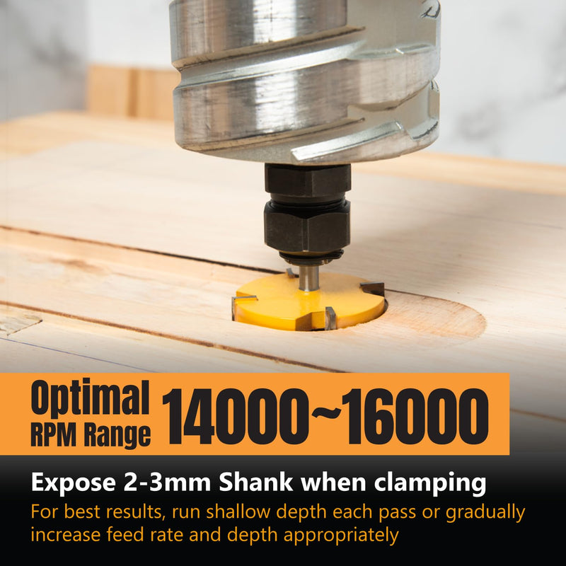 POWERTEC Slab Flattening Router Bit, CNC and Surfacing Router Bit 1/4 Shank, 2" Diameter, 1/2" Cutting Depth, Router Planer Bit - Perfect for Spoilboard Surfacing, Wood Milling Planing - 2PK, 73056-P2 2PK, 1/4" Shank, 2" Dia, CNC Bit