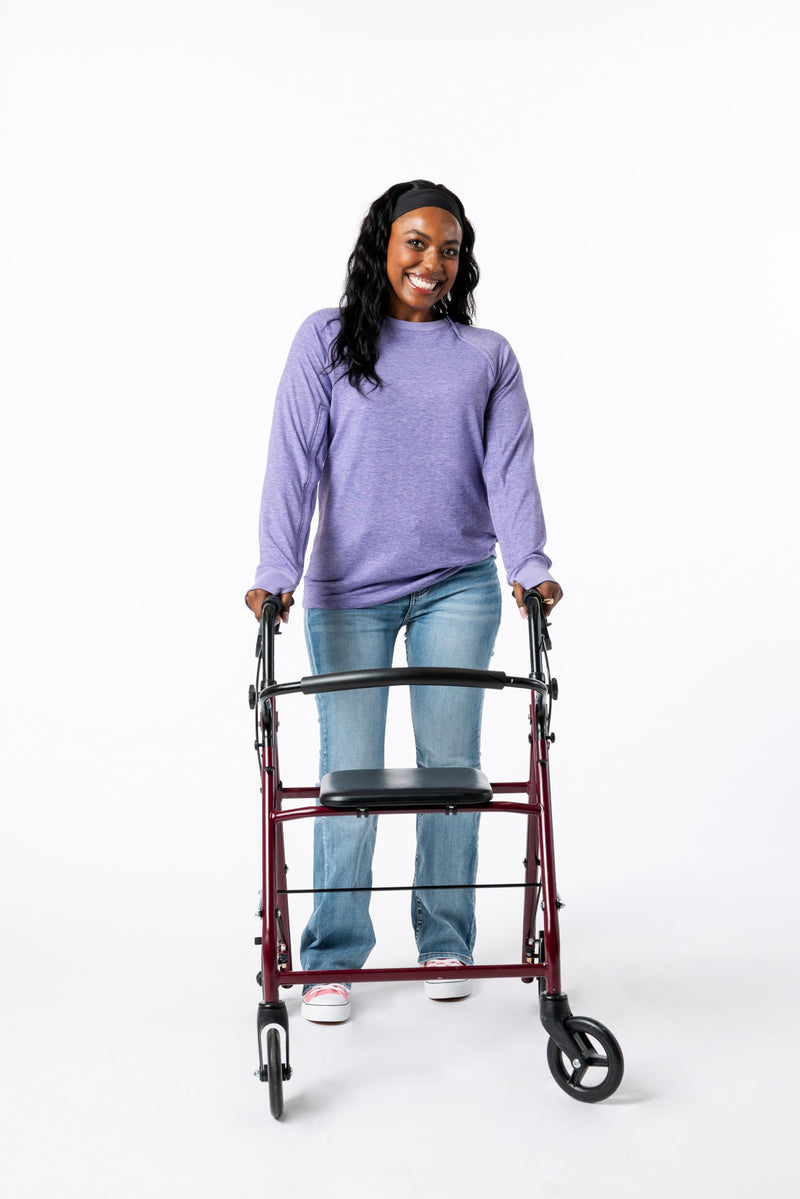 Adult Raglan and Sleeve Zip Access LS Tee Small Lilac