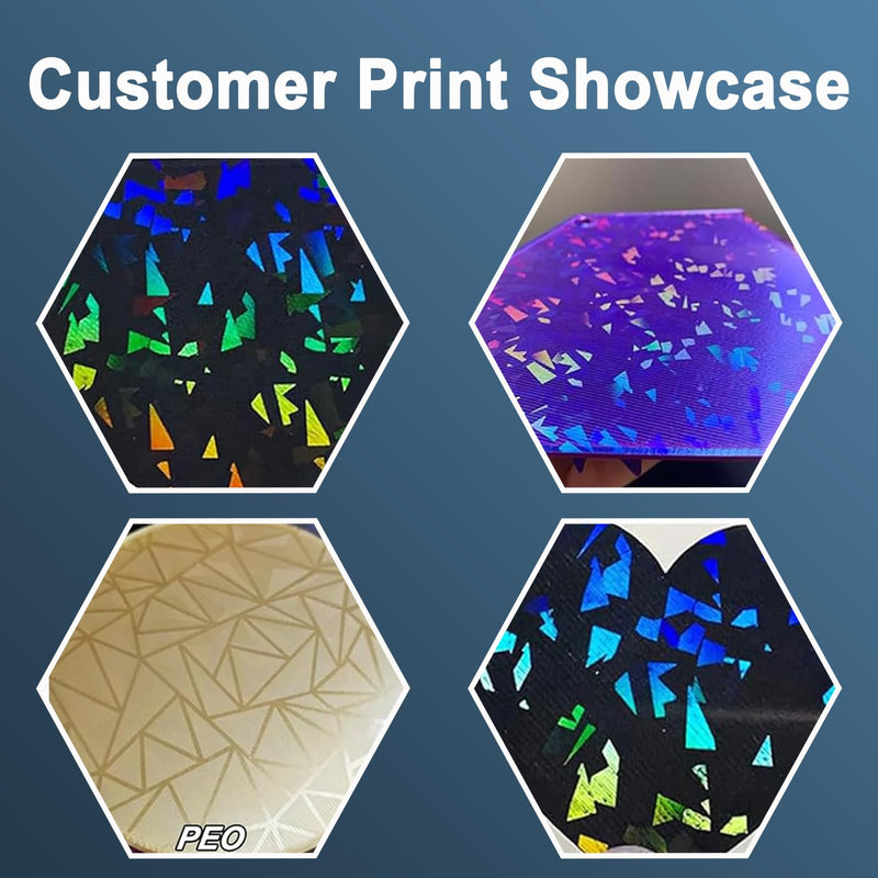 355x346mm PEO+PEF Double Sided Build Plate for Bambu Lab H2S/H2D/H2D Laster Full Combo/H2D AMS Combo 3D Printer, Smooth Diamond+Rainbow Confetti Heat Bed Flexible Platform Print Bed 355x346mm