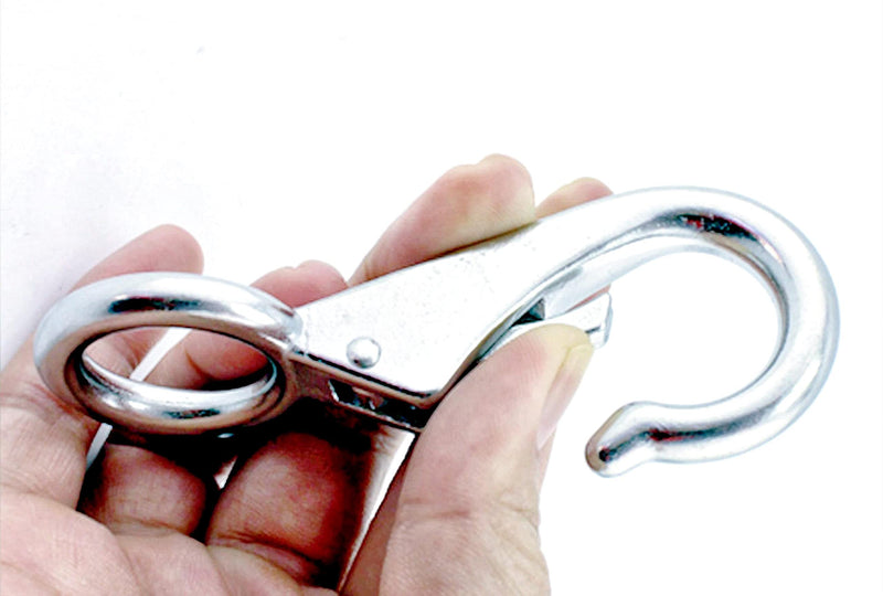 2/4Pcs Heavy Duty Stainless Steel 316 Spring Snap Hook Fixed Eye Clip Carabiner Marine Clip Dock Hardware Accessories 0# 4Pack