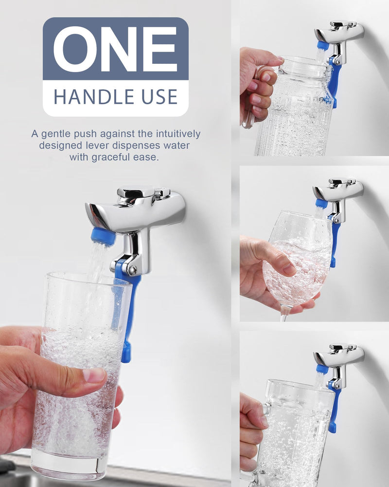Wall Mount Glass Filler Faucet: WOWOW Push-Back Water Bottle Filling Station, Brass Commercial Water Filler Faucet for Bar, Diner, Cafe, Restaurant, Kitchen and Cafe, Male Thread No Flange 3/8" Male Inlet without Flange
