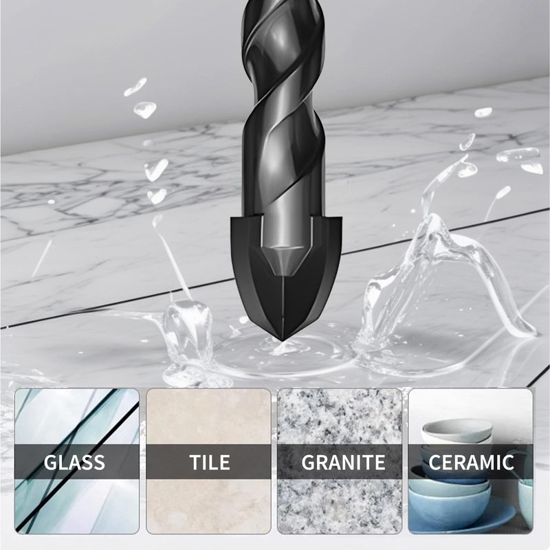 Brick and Stone Drill Bit Set SONCHIE - Upgraded 10-Piece Set of Four-Flute Sawtooth Eccentric Drill bits, Sizes 1/8“-1/2”, Suitable for Tiles Glass Bricks Concrete Ceramics Plastic and Wood