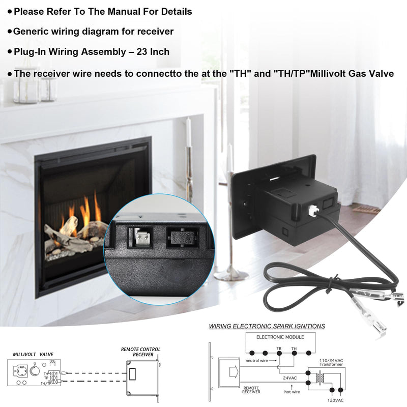 Fireplace Remote Control Kit, for Millivolt Thermostatic Gas Valve On/Off