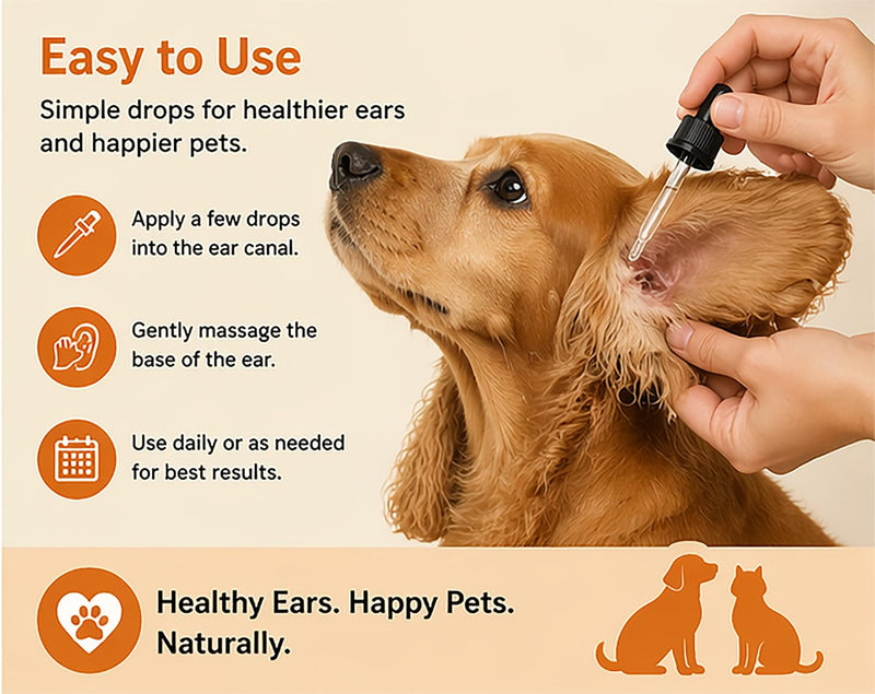 Dr. Goodpet Ear Health Formula for Dogs & Cats | All-Natural Ear Cleanser | Soothes Itches and Cleans Ear Canal | Drops for Irritation & Waxy Buildup | 1 fl oz Bottle w/Dropper