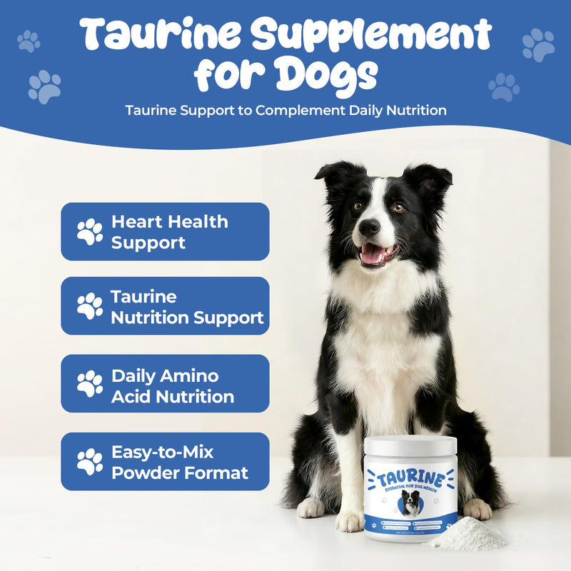 Taurine Powder Supplement for Dogs, Amino Acid Support for Heart Health & Muscle Function, Easy-to-Mix Canine Nutrition Powder