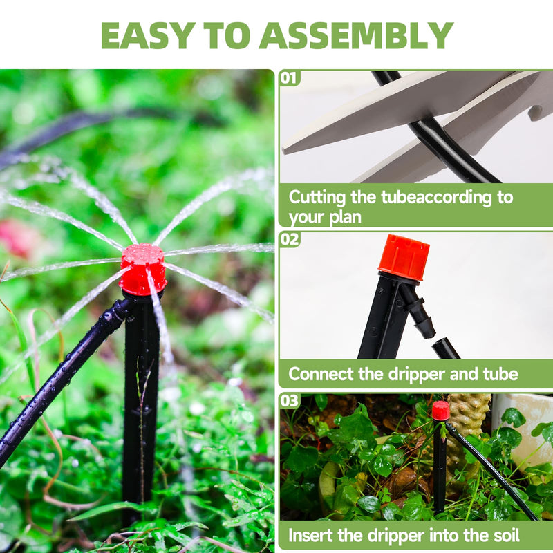 60 Pack Drip Irrigation Emitters Sprays for 1/4 Drip Irrigation Tubing, Irrigation System for Garden (30 Pcs Emitters Vortex + 30 Pcs Emitters Stream) 60 Pcs Emitters
