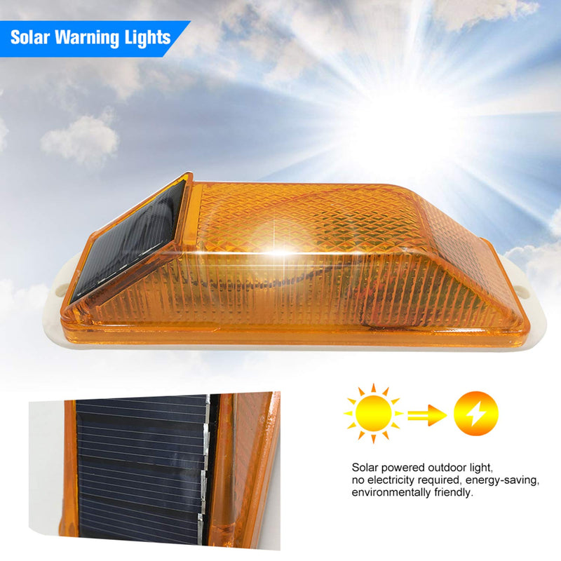 Solar Strobe Warning Light: Sensitive LED Warning Lamp High Bright Waterproof IP65 Light Control Flashing Beacon Barricade Construction Safety Traffic Light for Driveways Dock (Yellow) Yellow