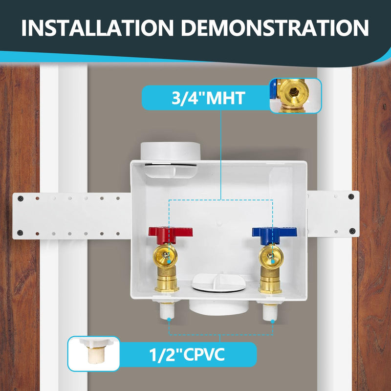 1P Seelink 1/2" CPVC Inlet x 3/4" MHT Washing Machine Outlet Box(WM004-1) CPVC Regular