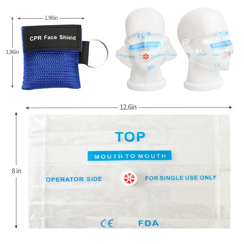 30 Counts CPR Pocket Mask Keychain, CPR Face Shield with One Way Valve Breathing Barrier for First Aid or CPR Training, AED Training(Three Colors)