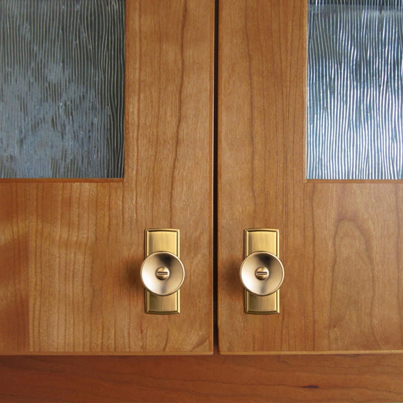6 Pack Champagne Bronze Cabinet Knobs with Backplate, Modern Rectangular Drawer Pulls with Slotted Detail, Solid Zinc Alloy Hardware for Kitchen Cupboard, Dresser Escutcheon