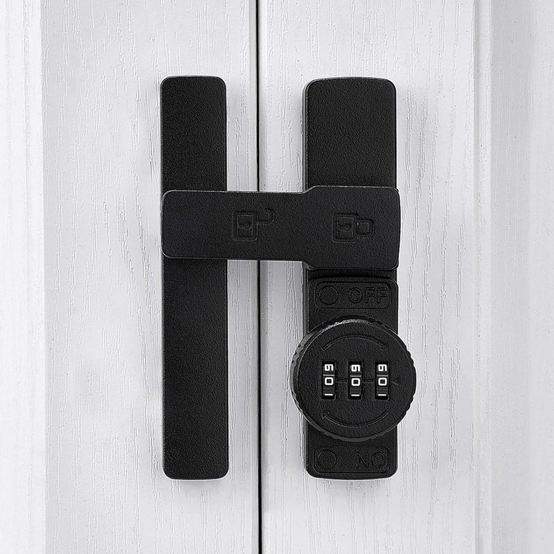 Matte Black 180 Degree Mechanical Password Lock, 3-Digit Combination Keyless Flip Latch for Barn Door, Windows, Cabinets, Garden, Bathroom, Privacy Protection Matte Black 1