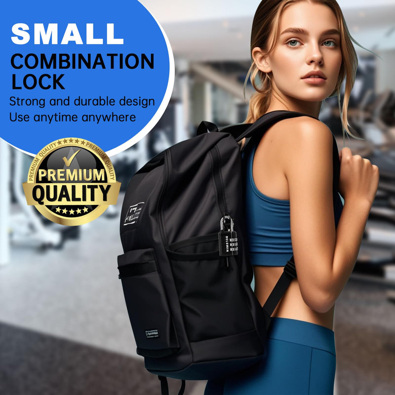 DELSWIN Combination Lock 3-Digit Small Padlock - 4Pcs Resettable Combo Lock for School Gym Locker, Outdoor, Fence, Gate, Waterproof Luggage Locks for Travel Backpack Charcoal Black 4 Pieces