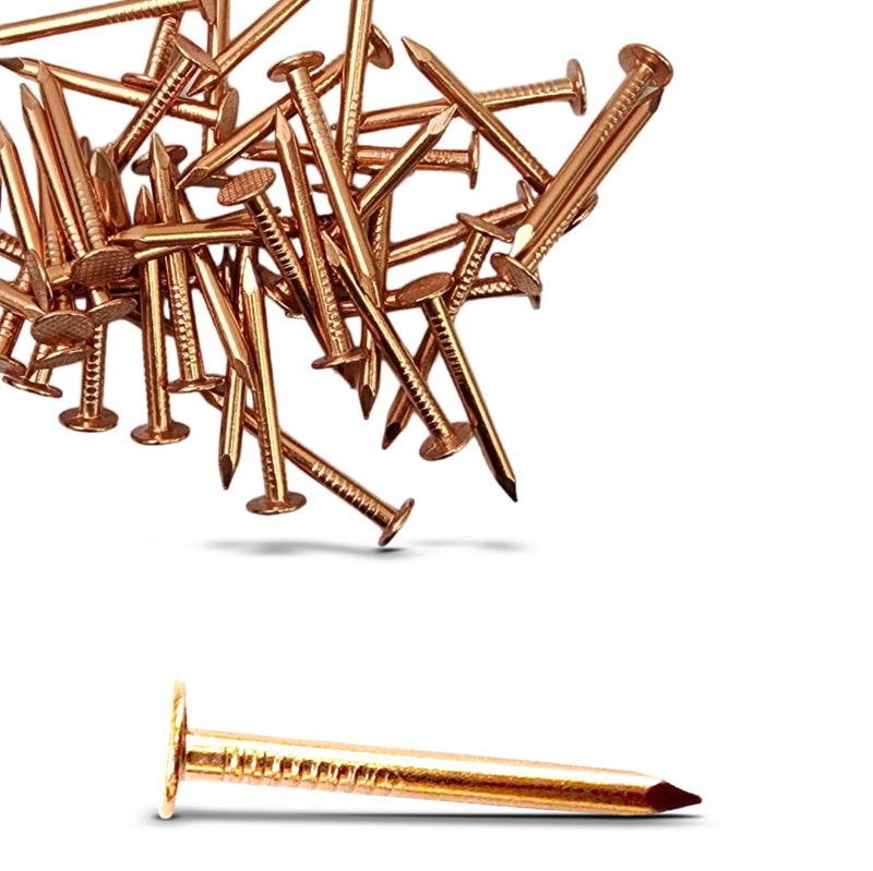 100 Pack 1.5 Inch USA MADE Copper Nails Roofing Finish - Solid Pure Copper Slating Spikes Flashing Furniture Boat - Highest Quality Nails (100) 100