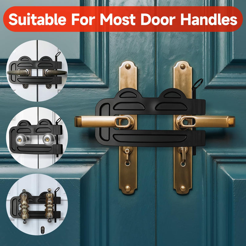 Double Door Locks for French Doors Adjustable Childproof French Door Security, Prevent Kick Ins, 3-Position Pin Slot Safety Unibody Design Reinforcement Lock Prevent Home Unauthorized Entry(Black)
