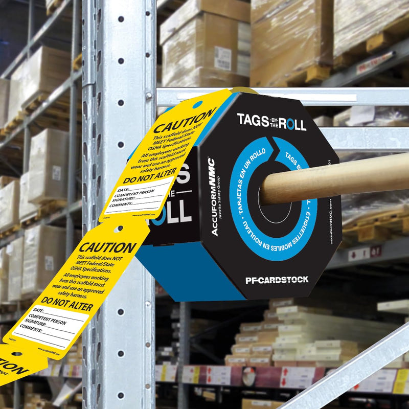 100 Scaffolding Tags by-The-Roll, Scaffold Does Not Meet Federal/State OSHA Specifications, US Made OSHA Compliant Scaffold Tags, Waterproof PF-Cardstock, Resists Tears, 6.25"x3", TAR101 100 Tags