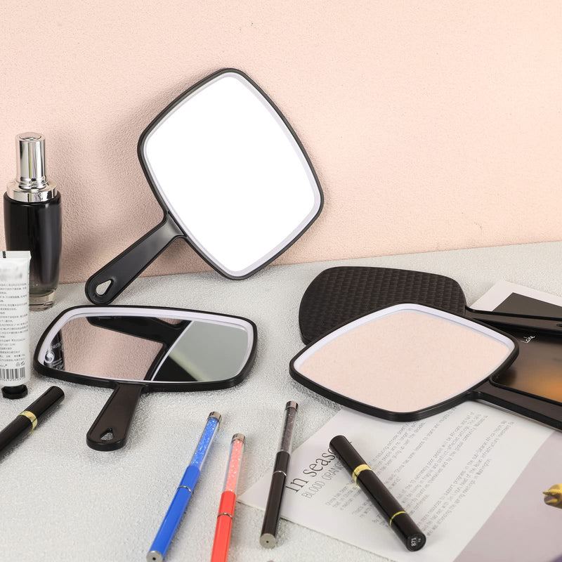 Geetery 12 Pcs Hand Held Mirrors with Handles Hand Makeup Mirrors Bulk Wall Mount for Women Cosmetic Bathroom Home Barber Salon Travel Portable Beauty School Gift, 6.69 x 9.45 Inch (Black) Black