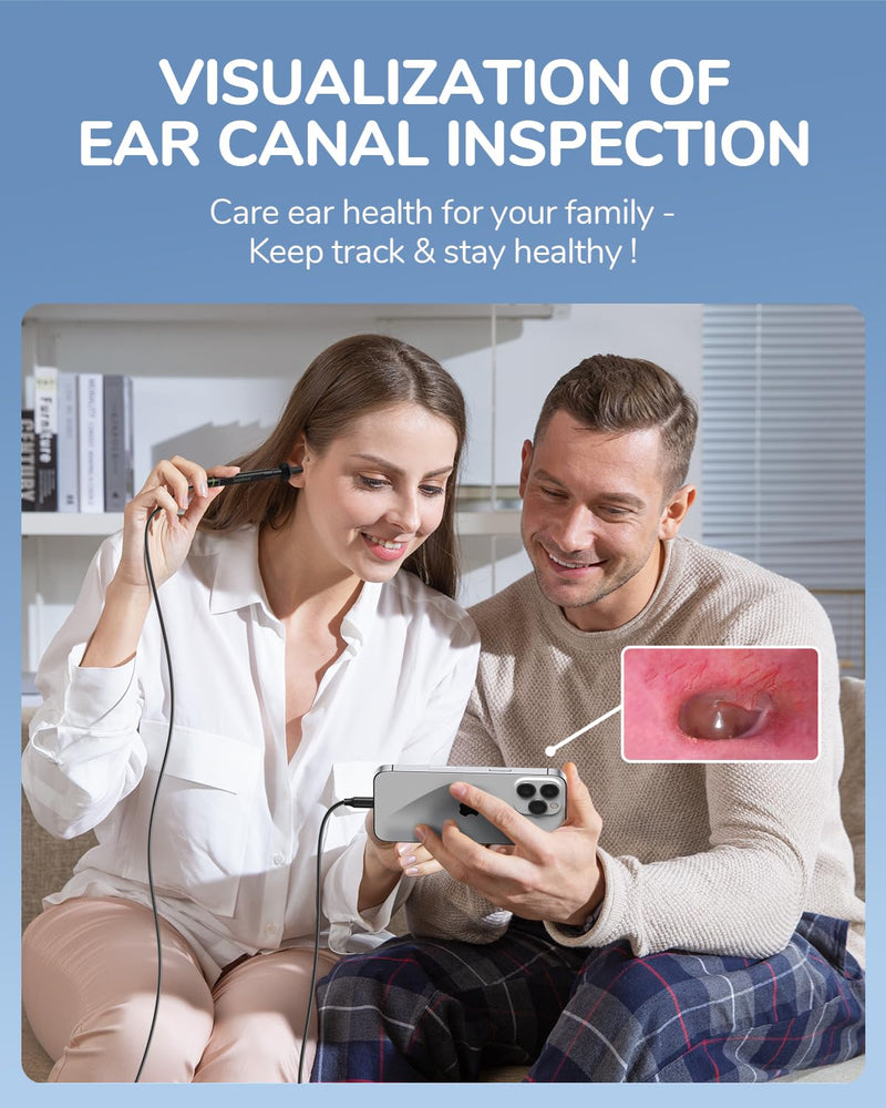 ScopeAround Otoscope Ear Camera, Ear Wax Removal Tool 1080p FHD Video Otoscope, 3.9mm Ear Wax Removal Camera with 6 LED Lights Visual Ear Scope, Compatible with iPhone15 & Android