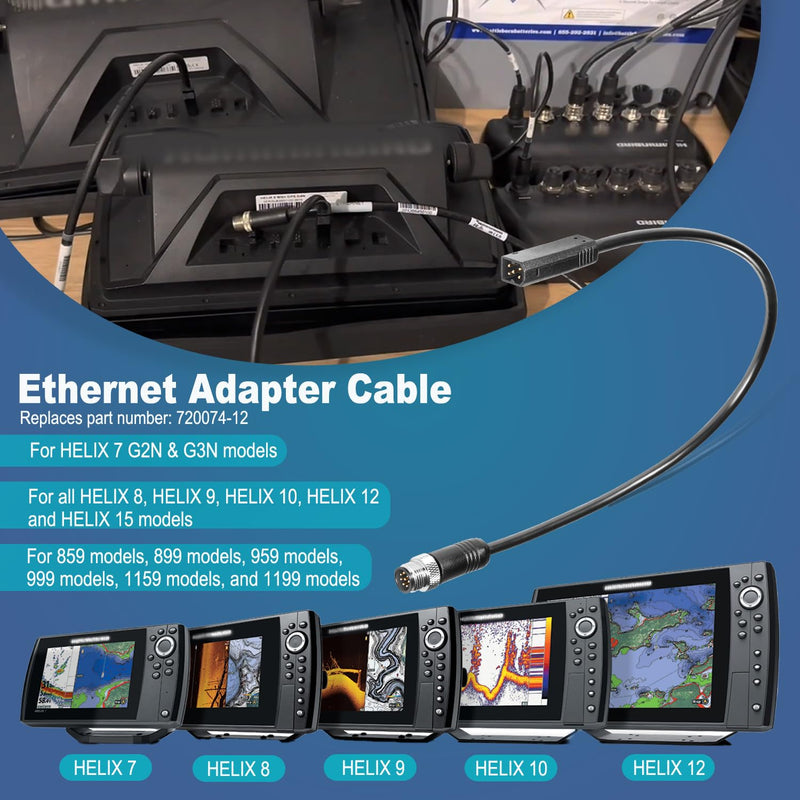 720074-12 AS EC QDE 12 Ethernet Adapter Cable Fits for Helix 7, Helix 8, Helix 9, Helix 10, Helix 12 and Helix 15 Fish Finders