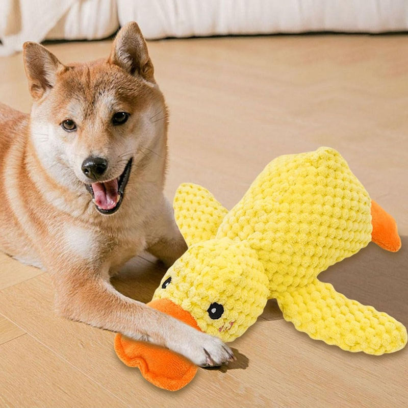 Mellow Dog Calming Duck, The Mellow Ducks Calming Pillow, The Quack-Quack Ducks Dog Toy, Cute Yellow Stuffed Calmings Duck Dog Toys with Soft Squeaker, Interactive Dog Toys for Aggressive Chewers