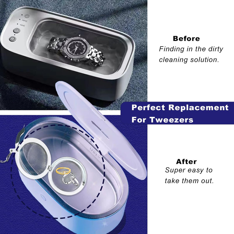 3 Pack Ultrasonic Cleaner Basket, Ultrasonic Jewelry Cleaner Stainless Steel Basket for Ultrasonic Jewelry Cleaner, Parts, Jewelry Steamer, Placed Ultrasonic Cleaning 4.2 Inch