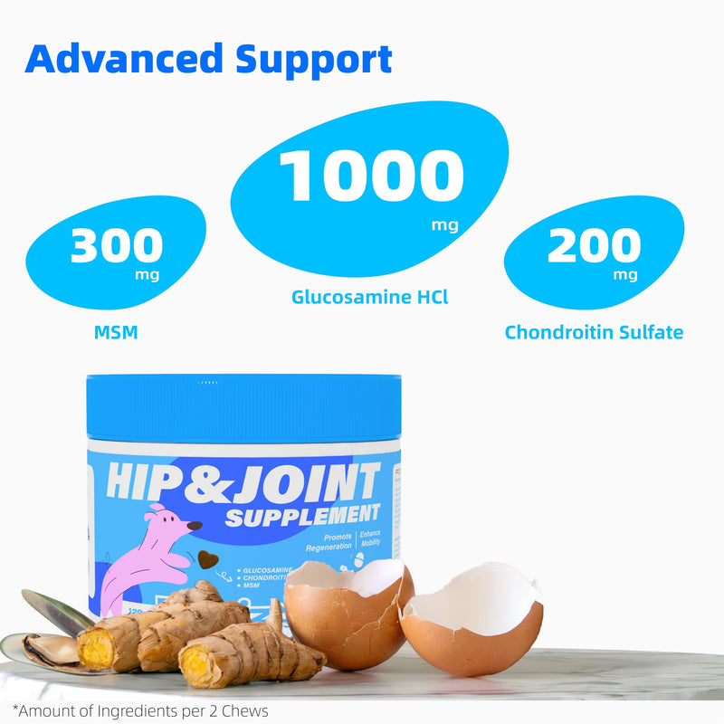 Advanced Hip & Joint Supplement for Dogs - 120 Soft Chews - Glucosamine, MSM, Chondroitin, Natural Anti-Inflammatory Formula for Optimal Mobility Support - PawsPlanet Australia