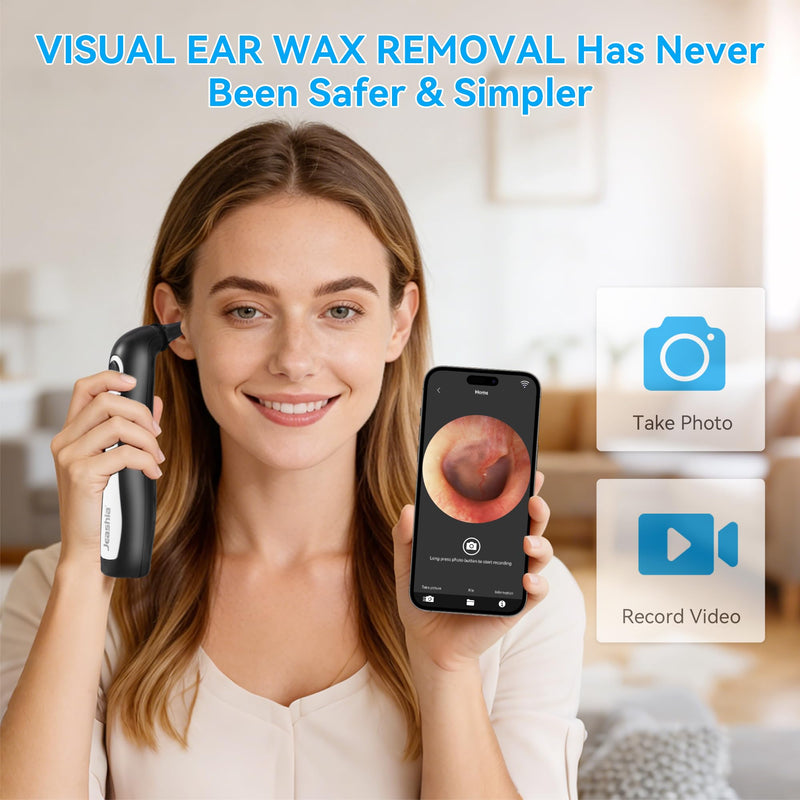 Digital Otoscope with Light, WiFi Ear Scope with 720P HD Camera, 10-Level Adjustable LED, Type-C Charging, Includes 8 Disposable Tips (4mm & 5mm)