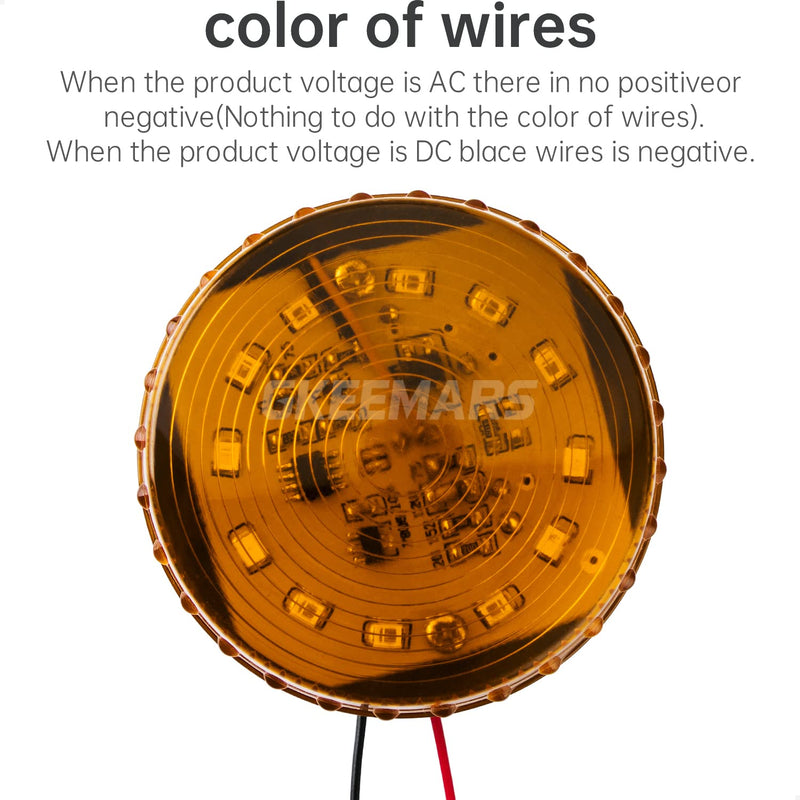 GKEEMARS Round LED Warning Lamp, No Sound AC110V Industrial Signal Flashing Light for Security (Amber) Amber