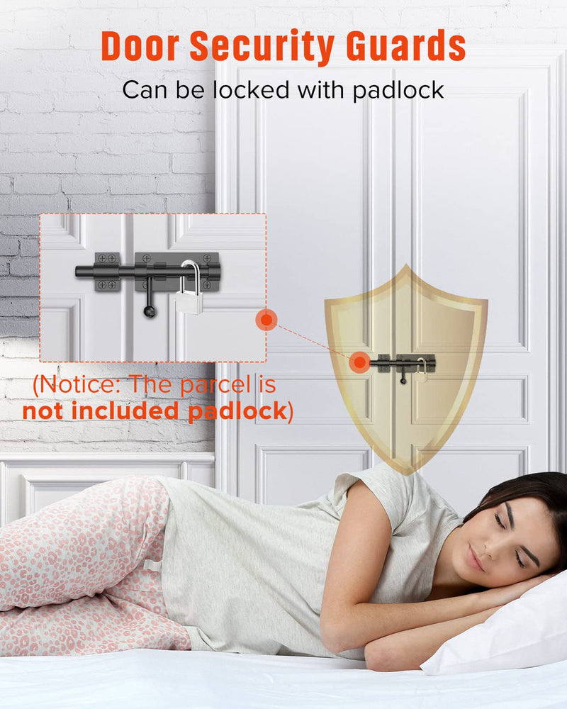 Heavy Duty Slide Bolt Gate Latch Hardware, 6.3 Inch Solid 304 Stainless Steel Latches Electroplating Finish, Barrel Bolt Lock for Wooden Fence, Yard Door, Barn Door, Shed Door, Interior Black - 1 Pack
