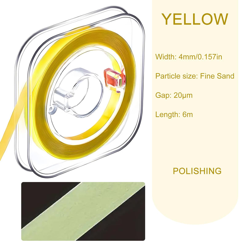 Dental Polishing Strips 3 Roll Tooth File Teeth Abrasive & Finishing Strips 4mm*6M Teeth Sanding Grinding Tool for Deep Teeth Cleaning (20um-Yellow-Fine) 20um-Yellow-Fine