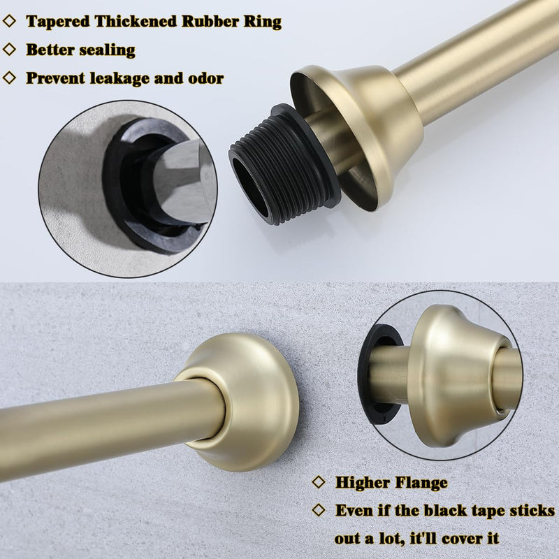 RANDOM Brass P Trap Bathroom Sink U-Shape 1-1/4 inch Sink Trap with Slip Joint Extension Tube,Adjustable Height Sink Waste Drain Bottle P-Trap Kit,Brushed Gold Basin Sink Plumbing.RD83555BG-L Brushed Gold