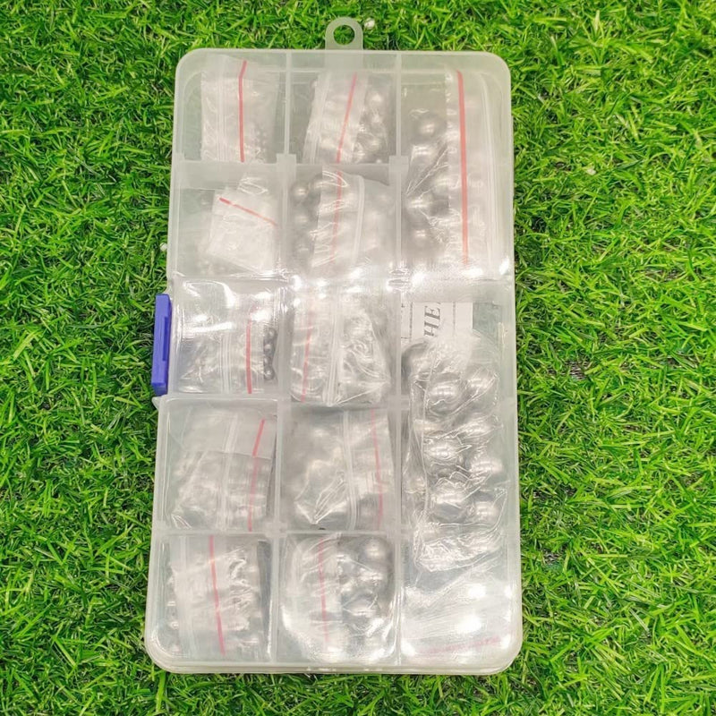 QINGZHENG Ball Bearing, Assortment Full-Size Loose Precision Steel Balls with Storage Box for Bicycle Machine, 530 Pieces