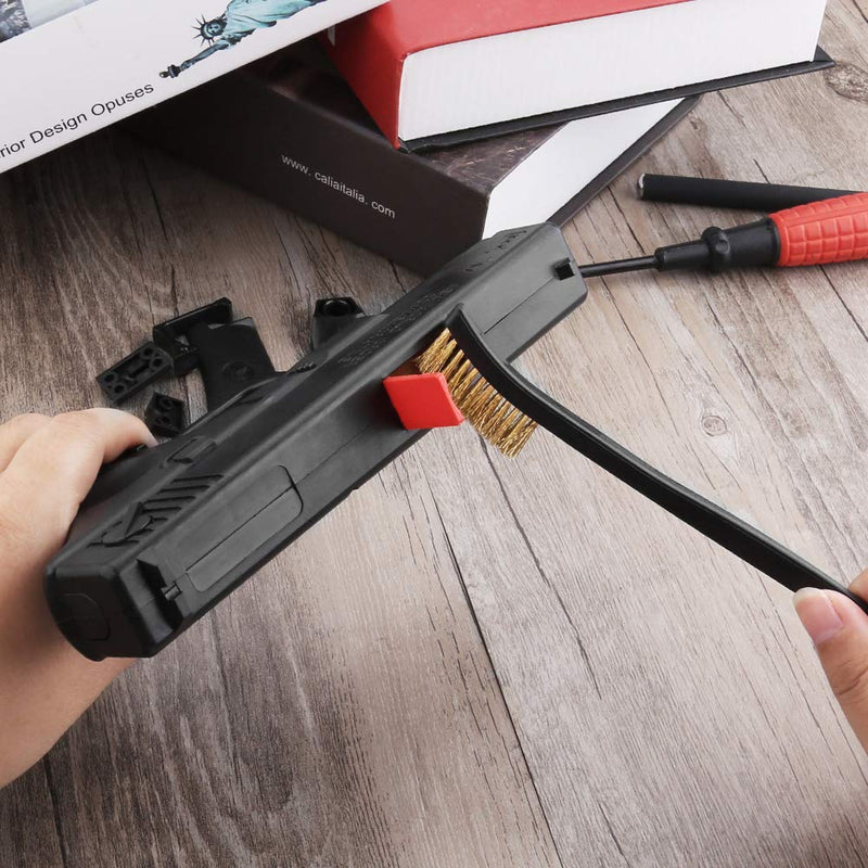 Accmor Gun Cleaning Brushes, 9 Packs Double-Ended Gun Cleaner Kits 7 Inch Bronze All Purpose Gun Cleaning Brush Tool with Plastic Handle for Cleaning Welding Slag and Rust 9 Bronze
