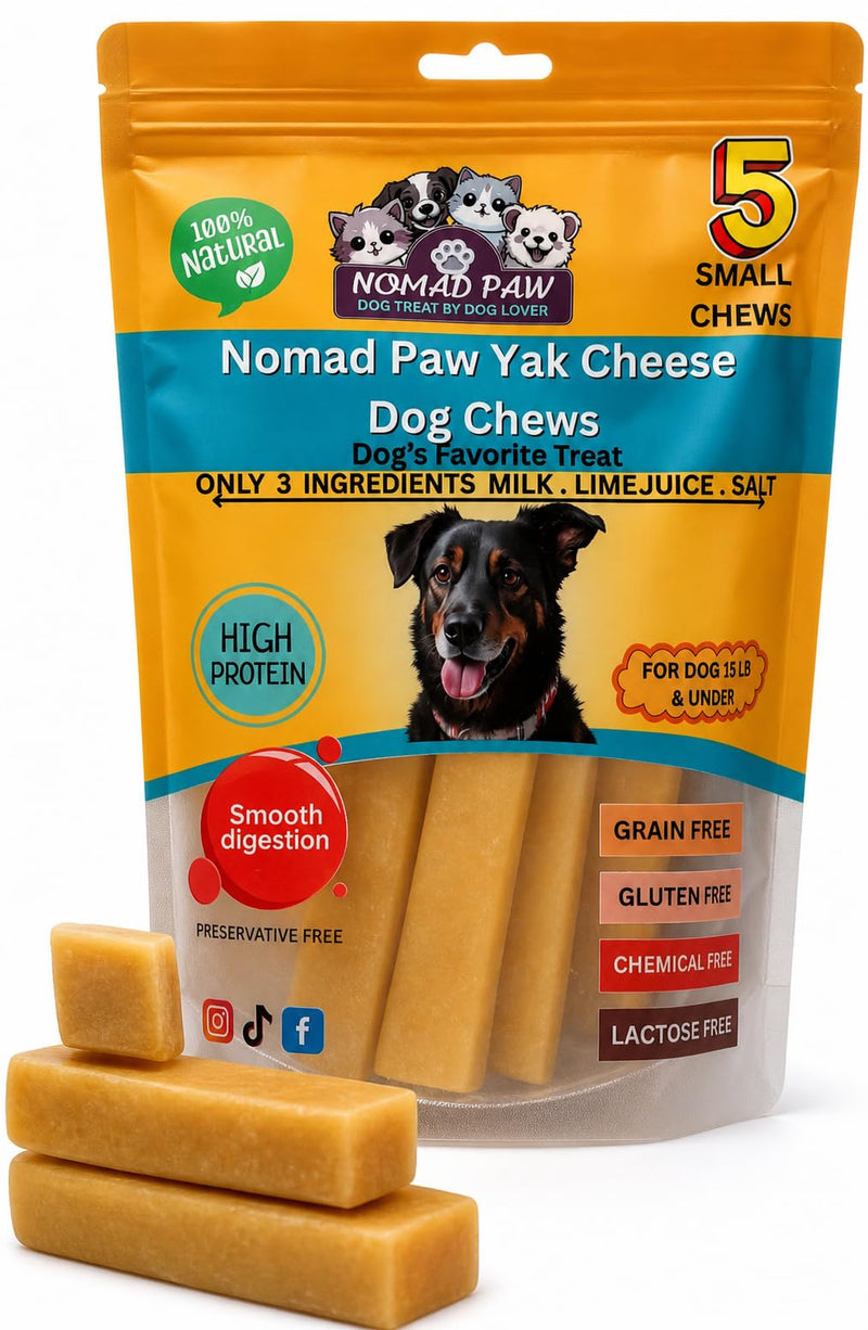 Himalayan Yak Cheese Dog Chews for Small Dogs – Long Lasting Dog Treats, 5 Pack | Natural Limited Ingredient Dog Bones | Rawhide Free Chews for Small Breeds, Puppies & Gentle Chewers Small 5 Pack