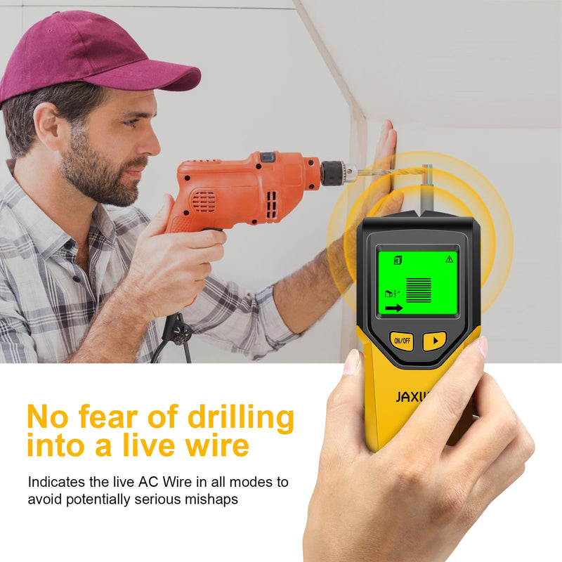 Stud Finder Wall Scanner - 5 in 1 Stud Finder Tool w/Microprocessor Chip and HD LCD Display, Stud Detector Beam Finders for the Center and Edge of Wood AC Wire Metal Studs Joist Pipe (Yellow Pear)