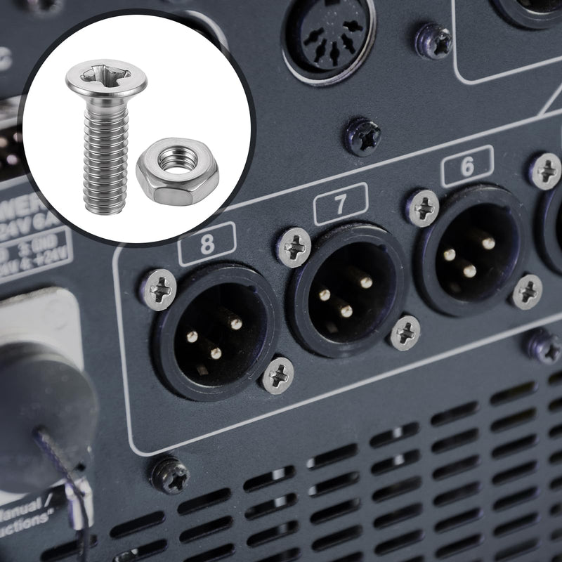 100 Pcs D Series Panel Screws and Nut Kit, Panel Mount Connector Stainless Steel Square D Panel Metal Screws M5 X 8 mm Audio Server Rack Mounts Screws and Nuts for Attaching D-Series Panel Connectors