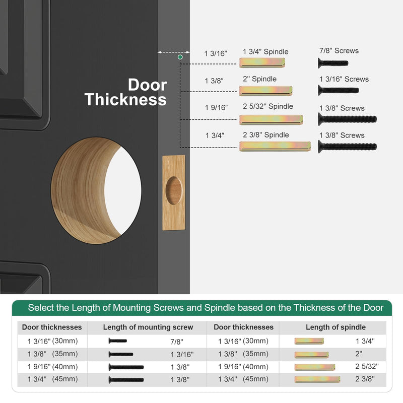 Low Profile Door Knob, Flat Door Knob for RV & Narrow Space, Easy Install Flush Door Knobs, No Key Passage Latch for Standard US Interior Doors, Matte Black 1 Pack